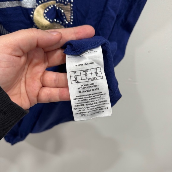 Guess Y2K Classic Logo Tee Short Sleeve Blue Beaded Large - Picture 4 of 6